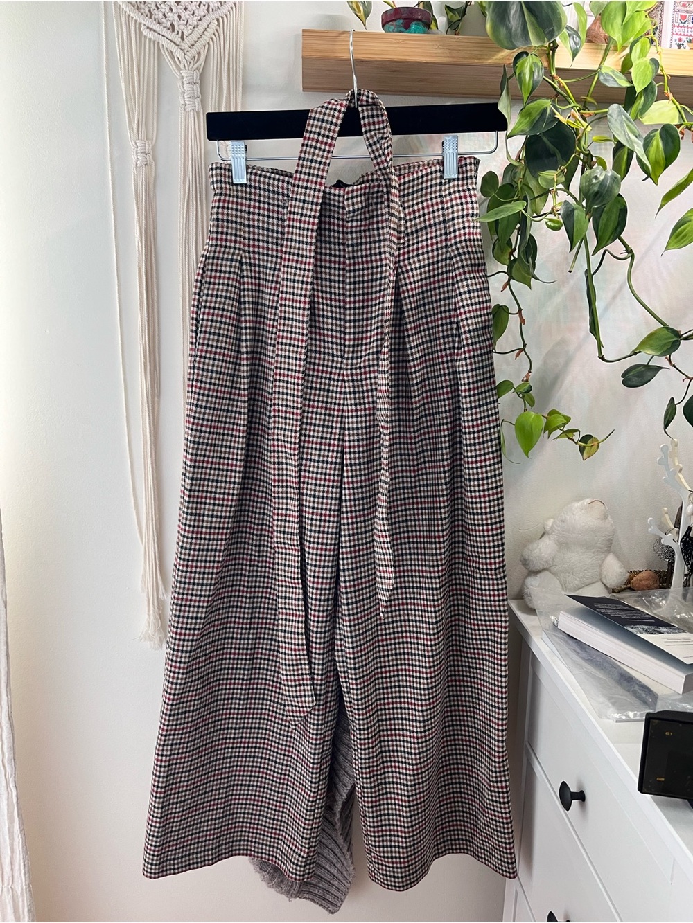 Zara Beige, Black and Red Plaid pants